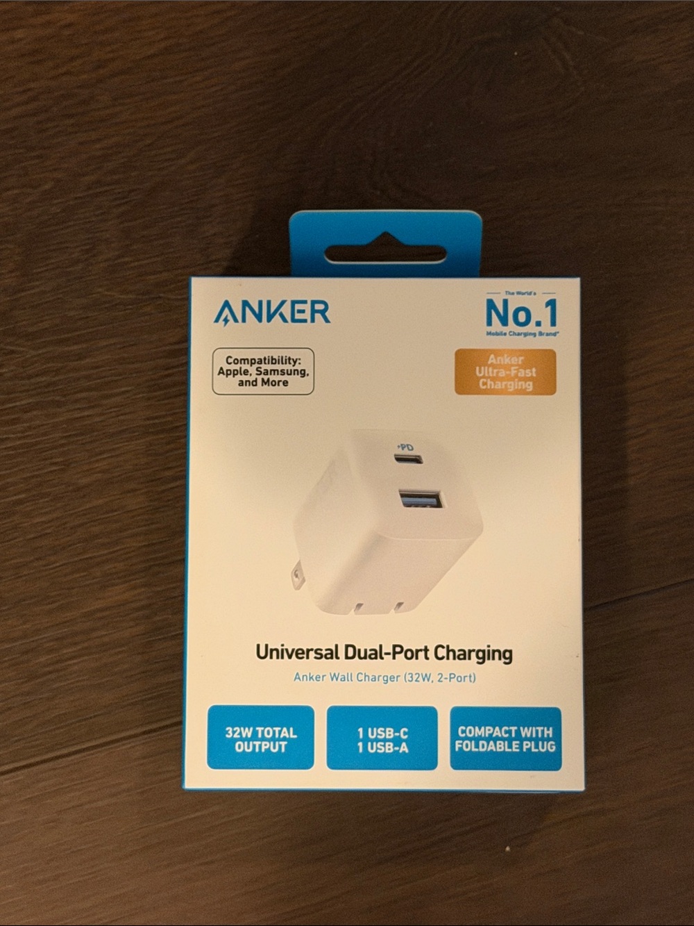 Anker White Dual-Port USB-C + USB-A Wall Charger